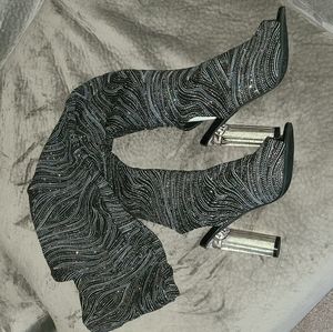 Rhinestone Thigh High Boots